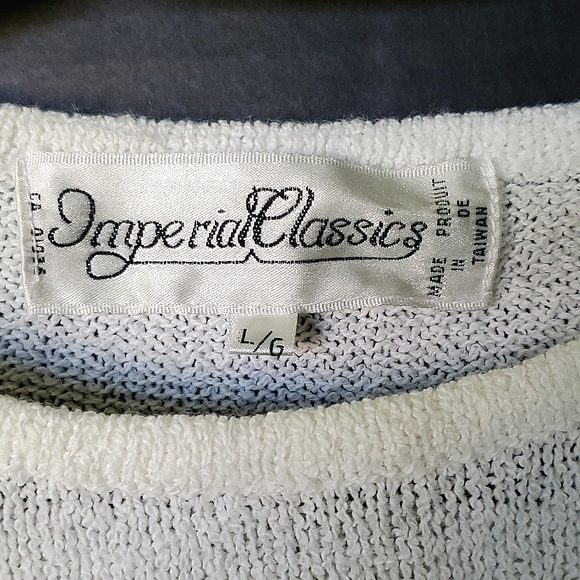 Imperial Classics White Knit Cap Sleeve TShirt with Embroidered Leaves - Large - Picture 5 of 9